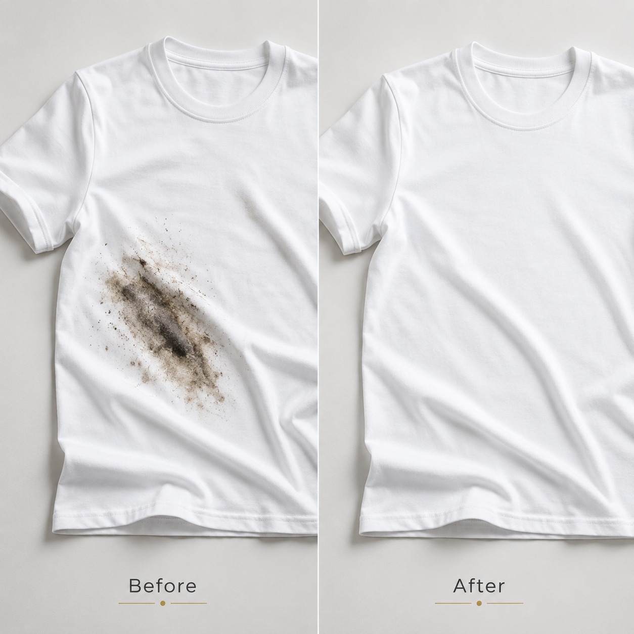Before and after stain removal result